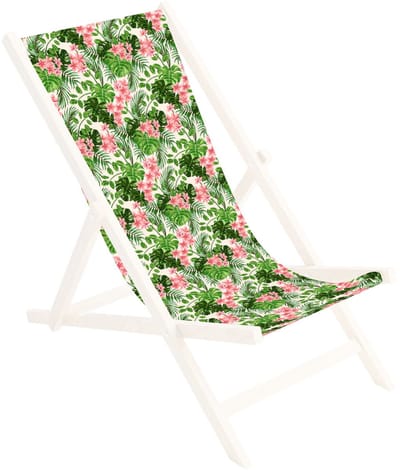 FEROCITY - Vervangbare stoffen hoes voor ligstoel - voor een houten opklapbare ligstoel - Zonder houten stokken - 110 x 45 cm - Polyester - Palm Hel
