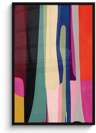 Poster in lijst - Fotolijst 80x120 cm - Posters - Kleurbanen - Verticaal - Kleurrijk - Posterlijst zwart - Decoratie - Wanddecoratie woonkamer - Muurdecoratie slaapkamer