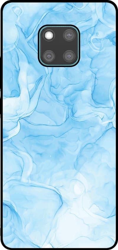 Smartphonica Telefoonhoesje Geschikt voor Huawei Mate 20 Pro met marmer opdruk - TPU backcover case marble design - Lichtblauw geschikt voor Huawei Mate 20 Pro