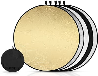 Dailygoods- Fotoreflector 60 cm - 5-in-1 Reflector/Diffuser - Opvouwbaar - Wit/Zilver/Zwart/Goud - Voor Portret/Selfie/Bruiloftsfotografie - Verlicht Schaduw - Fotografie Reflector