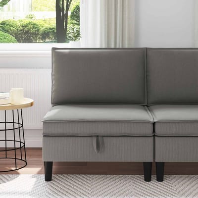 vidaXL - Midden - Sofa - met - Opbergruimte - Donkergrijs - Fluweel
