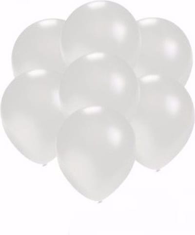 Kleine metallic ballonnen - wit - 25x stuks - Feestartikelen en versieringen - rond - 13 cm