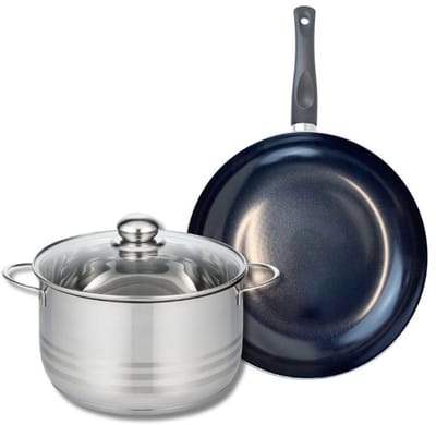 Set van 1 Koekenpan 28 cm en 1 braadpan 24 cm Elo Prima Glanzend