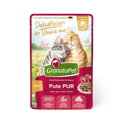 Voordeelpakket 24x100g GranataPet Delicatessen in Saus Kalkoen Pur Kattenvoer nat