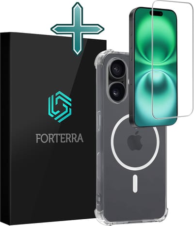 Hoesje Met Screenprotector - Geschikt voor Apple iPhone 16 - Magsafe Compatible - Sterk & Shockproof - Shock Proof Case - Back Cover - Telefoon Hoes - Transparant