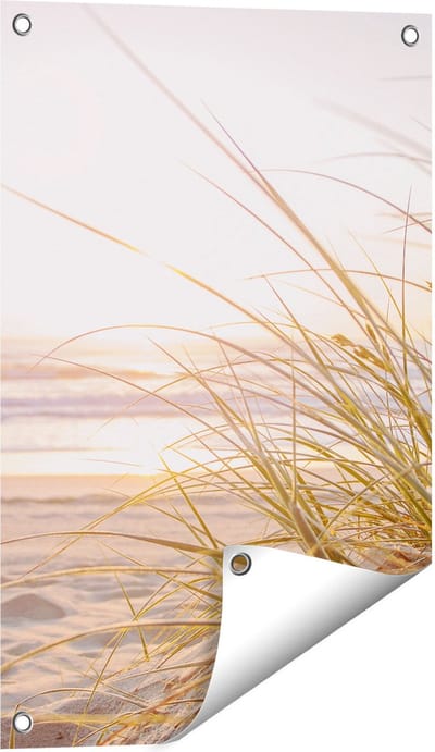 Gards Tuinposter Strand en Duinen tijdens Zonsondergang - 40x60 cm - Tuindoek - Tuindecoratie - Wanddecoratie buiten - Tuinschilderij