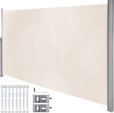 Luxe Windscherm - Uittrekbaar - Zonnescherm - Beige - 160x300cm - Tuinscherm - Zijluifel