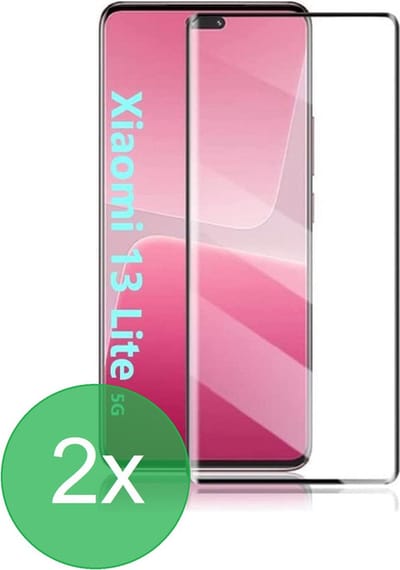 Full Screenprotector 2x Geschikt voor: Xiaomi 13 Lite - screen protector - volledige glas - bescherming - beschermglas - ZT Accessoires
