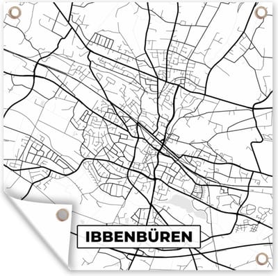 Tuin poster Ibbenbüren - Plattegrond - Kaart - Stadskaart - 200x200 cm - Tuindoek