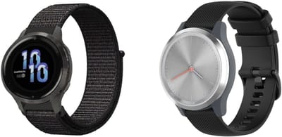 Strap-it Bundel van 2 bandjes geschikt voor Garmin Vivoactive 4s / Garmin Vivomove 3s / Garmin Venu 2s - Siliconen en Nylon - Zwart