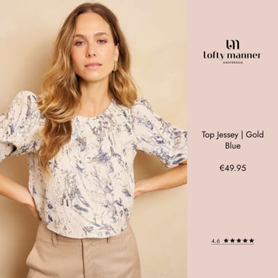 Lofty Manner T-shirt Top Jessey Rg62 Gold Blue Dames Maat - XS