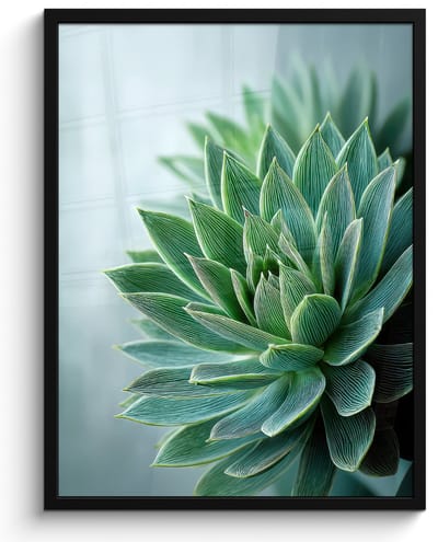 Poster in lijst - Fotolijst 60x80 cm - Posters - Vetplant - Bladeren - Groen - Wazig - Posterlijst zwart - Decoratie - Wanddecoratie woonkamer - Muurdecoratie slaapkamer