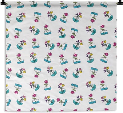 Wandkleed - Wanddoek - Bloemen - Patronen - Lente - 180x180 cm - Wandtapijt