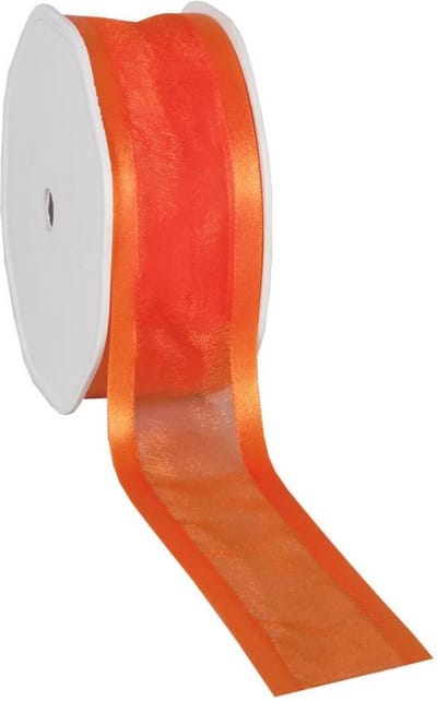 Satin edge Organzalint Oranje – 38 mm × 25 m – Organza