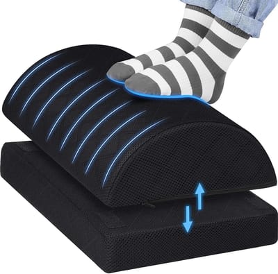 Voetsteun Bureau - Verstelbare Steun - Comfortabel Zitten - Anti-slip Bodem - 40x17x15 cm - Grijs