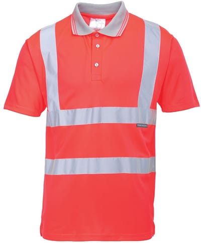 Portwest Hi-Vis Korte Mouw Polo S477 - Rood - L