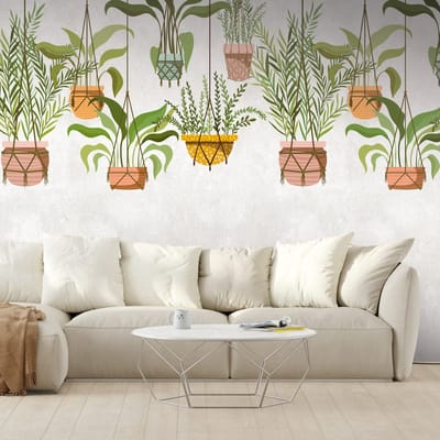 Fotobehang Profhome 382661-GU vliesbehang hardvinyl warmdruk in reliëf glad met bloemmotief mat groen roze geel 1,59 m x 2,8 m