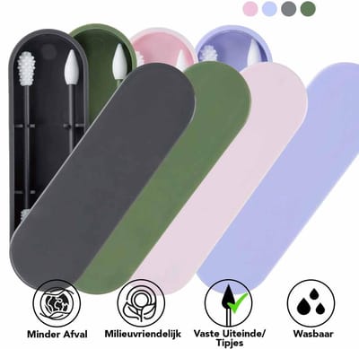 Bamboozy Herbruikbare Wattenstaafjes met vastzittende tipjes/uiteindes Wasbare Oorstokjes Oorstaafjes Zero Waste Project