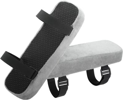Zachte Armsteunpads van Polyurethaanschuim voor Kantoorstoelen - Universele Bescherming voor Ellebogen en Onderarmen, Drukverlichting - Grijs (2 Stuks)