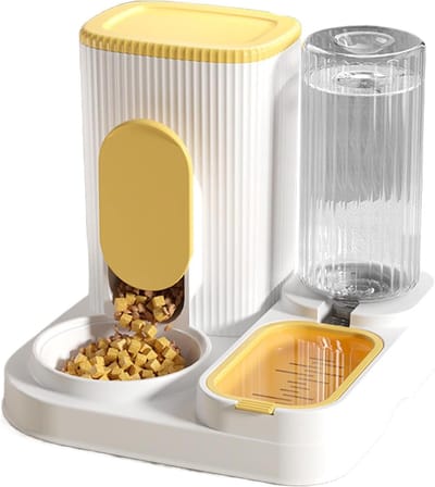 Automatische Voerbak - Honden Voerdispenser - Dieren Voeden - 2-in-1 Ontwerp - 2.4L Capaciteit - Geel