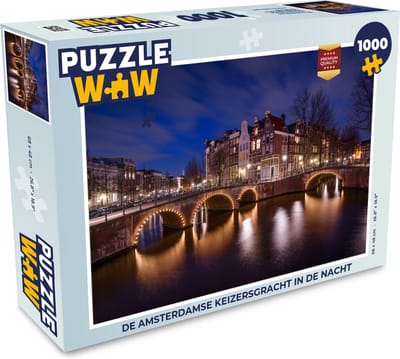 Puzzel De Amsterdamse Keizersgracht in de nacht - Legpuzzel - Puzzel 1000 stukjes volwassenen
