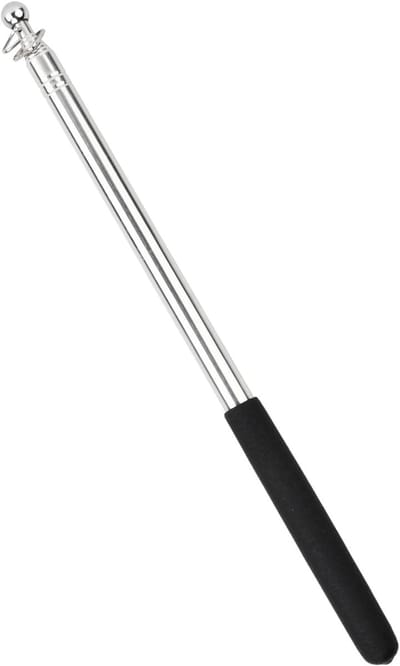 Telescopische Vlaggenmast - Uitschuifbare Stok - Gidsen Presentaties - Roestvrij Staal - 1.6 Meter - Zilver
