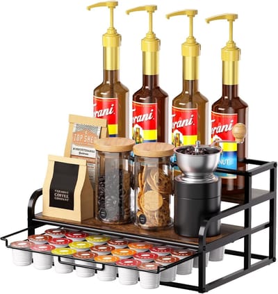 Cosensi- Koffiestation 3-laags - Koffie Organiser - Syrup Houder - K-Cup Opbergdoos - Ruimtebesparend - Stevig en stabiel - Koffie Organizer