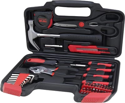 Huishoudelijke Gereedschapset - Reparatieset - Klusjes Thuis - 39 Delig - Compact - Rood