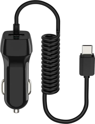 Shop4 - USB C Autolader Snellader 2.1A - Zwart