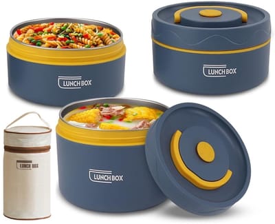 Dailygoods- Voedselpot Geïsoleerd - Lunchbox RVS - Stapelbare Lunchbox - Thermosfles - 2 Niveaus - Inclusief Thermische Tas