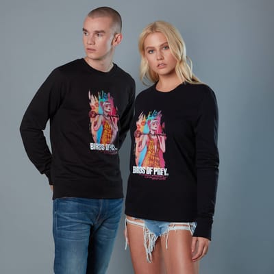 Harley Quinn Acrylic Storke Portrait Unisex Birds of Prey Sweatshirt - Black - S