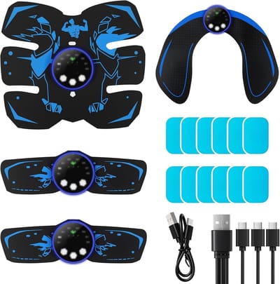 EMS Spiertrainer - Draadloze Spierstimulator -Complete Spiertrainer Set - Draagbare Buiktrainer - Fitness Trainer Voor Buik, Arm, Been, Billen - Oplaadbare Spiertrainer - Unisex