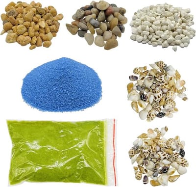 MGM Trading - 7-delige miniatuur basisset, assortiment terreinbouwstenen, tafelbladmodellering bomen, decoratief zand, gras, sneeuw voor projecten, modelspoorwegen, architectuur, landschap en minituinen