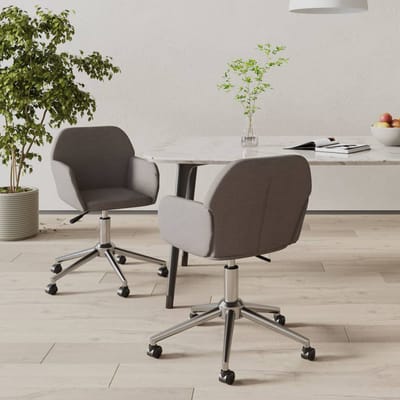 vidaXL - Eetkamerstoelen - draaibaar - 2 - st - stof - donkergrijs