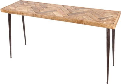 OHNO - Elias Consoletafel - Hout - Visgraatlook - Zwart Metalen poten
