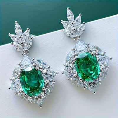 Boucles d'oreilles pendantes en Zircon Bleu-Vert pour Femmes Couleur Unique Esthétique Accessoires de Mariage Cadeau d'Anniversaire Bijoux Féminins Tempérament gray