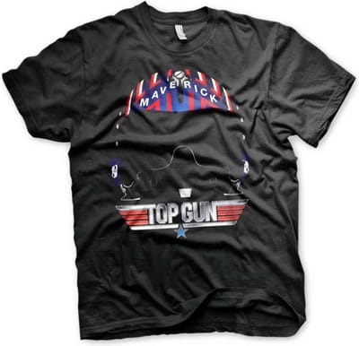 Top Gun Heren Tshirt -S- Maverick Helmet Zwart