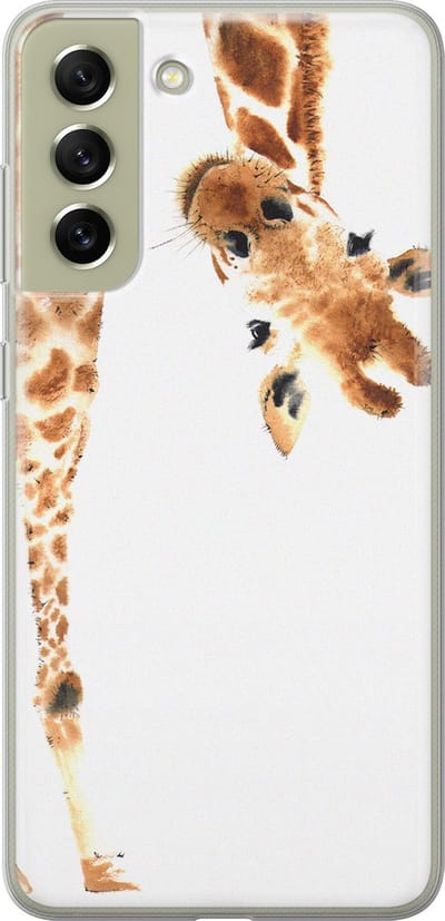 Leuke Telefoonhoesjes - Hoesje geschikt voor Samsung Galaxy S21 FE - Giraffe - Soft case - TPU - Giraffe - Bruin
