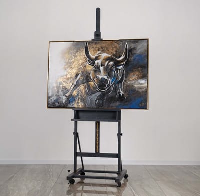 Canvas schilderij 120x80 cm handgeschilderd symbool onverschrokkenheid krachtig – YS-Art Gallery – Krachtige wanddecoratie voor woonkamer – Modern schilderij voor kantoor