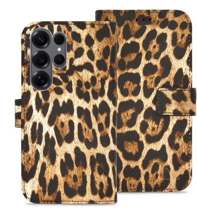 My Style Telefoonhoesje geschikt voor Samsung Galaxy S26 Ultra Hoesje | My Style Flex Wallet Bookcase Portemonnee | Pasjeshouder voor 3 Pasjes | Telefoonhoesje voor Pinpas / OV Kaart / Rijbewijs - Wild Leopard | Bruin