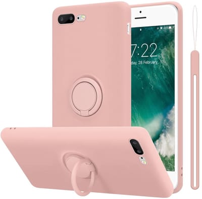 Cadorabo Hoesje geschikt voor Apple iPhone 7 PLUS / 7S PLUS / 8 PLUS in LIQUID ROZE - Beschermhoes van flexibel TPU silicone Case Cover met ring