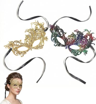 Set van 2 Kanten Maskers voor Vrouwen, Sexy Oogmasker voor Halloween, Carnaval en Feestjes