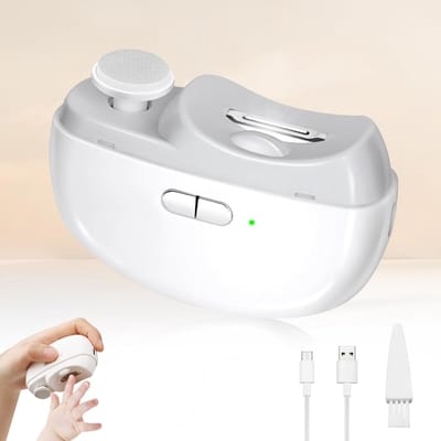 Elektrische nagelvijl - electrische nagelknipper - polijstmachine - met licht - nagelknipper - oplaadbare veiligheidstrimmer - voor baby's kinderen, volwassenen en senioren - wit