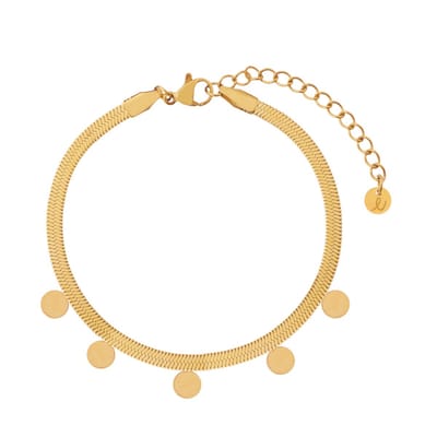 Essentialistics - Armband grote muntjes - Volwassenen - Goudkleur - Stainless steel (verkleurt niet) - Verlengkettinkje