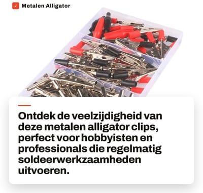 Dailygoods - Metalen Alligator Clips - Assortiment - Duurzaam en veilig - Rood en zwart - Krokodillenklemmen - Handig voor solderen - 60 stuks
