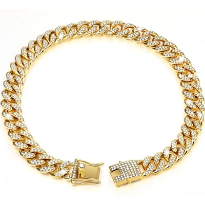 Gouden Hondenhalsband Hondenhalsketting Hip Hop Stijl Hondencadeau Gouden Mooie Halsketting XS（old）
