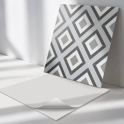Wallfluent Vinyl Tegels - Geometrisch Ruitpatroon Zelfklevende Vinyl Tegels - 30 cm x 30 cm - Grijs Vinyl Tegels - Verpakking van 9 stuks - Vierkant PVC Tegels - Texturen Plaktegels - Vinyl Wandtegels - Plaktegels Keuken en Badkamer