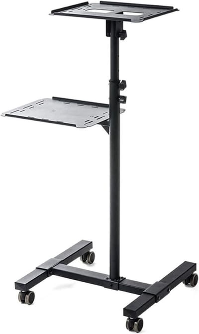 Projector Vloerstandaard - Mobiele Projectorhouder - Presentaties Geven - Verstelbaar Dienblad - 300 Gram Gewicht - Zwart