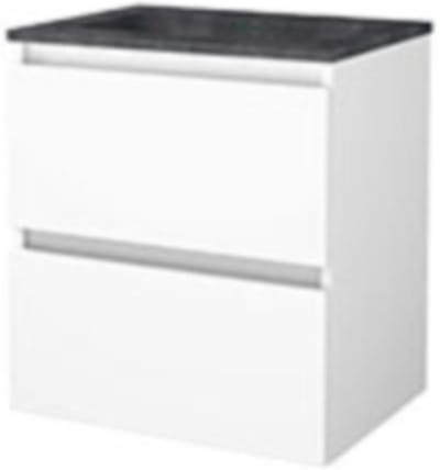 Basic-Line Start 46 Badkamermeubelset - 60 x 46 cm - Greeploos - 2 Lades - Hardstenen Wastafel - Zonder Kraangat - Ice White