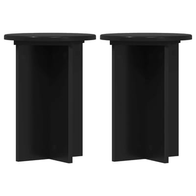 vidaXL - Plantenstand - 2 - st - Zwart - Ø29,5 - x - 40 - cm - Bewerkt - hout